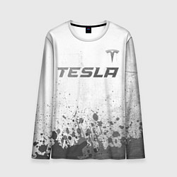 Лонгслив мужской Tesla - white gradient посередине, цвет: 3D-принт