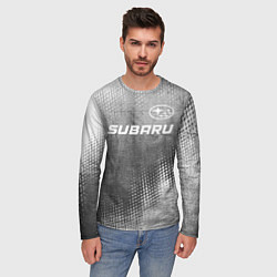 Лонгслив мужской Subaru - grey gradient посередине, цвет: 3D-принт — фото 2