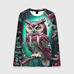 Лонгслив мужской Волшебная сова в самоцветном лесу, цвет: 3D-принт