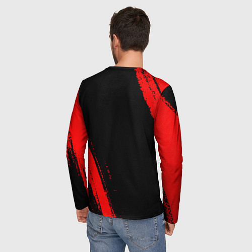 Мужской лонгслив Blue Exorcist - red gradient вертикально / 3D-принт – фото 4