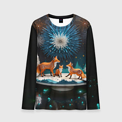 Лонгслив мужской Семья из трех лисиц, цвет: 3D-принт