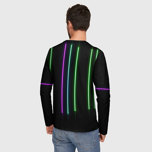 Мужской лонгслив Neon stripes / 3D-принт – фото 4