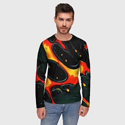 Лонгслив мужской Оранжевые разломы текстура, цвет: 3D-принт — фото 2