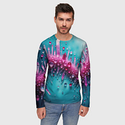 Лонгслив мужской Розовые кристаллы, цвет: 3D-принт — фото 2