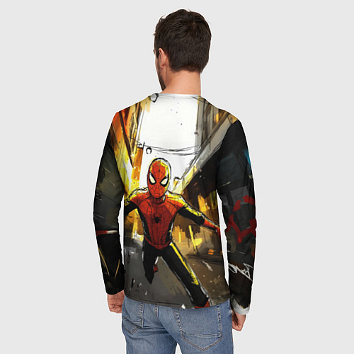 Мужской лонгслив Бегущий человек - паук / 3D-принт – фото 4