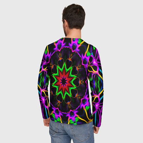Мужской лонгслив Неоновая геометрия узоры / 3D-принт – фото 4