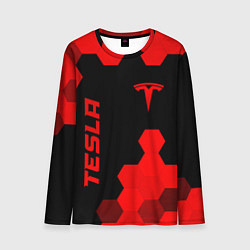 Мужской лонгслив Tesla - red gradient вертикально
