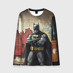 Лонгслив мужской Бэтмен на фоне стены, цвет: 3D-принт