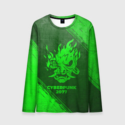 Лонгслив мужской Cyberpunk 2077 - green gradient, цвет: 3D-принт