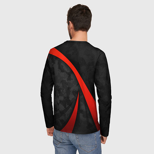 Мужской лонгслив Герб России - черный камуфляж / 3D-принт – фото 4