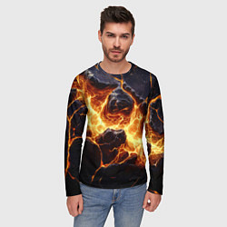 Лонгслив мужской Золотая лава текстура, цвет: 3D-принт — фото 2