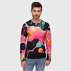 Лонгслив мужской Розовая текстура в черном, цвет: 3D-принт — фото 2