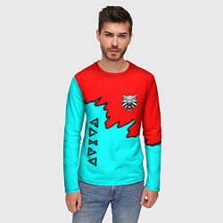 Лонгслив мужской Ведьмак краски логотип, цвет: 3D-принт — фото 2