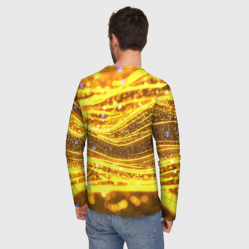 Мужской лонгслив Золотые блестящие волны / 3D-принт – фото 4