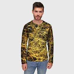 Лонгслив мужской Золотое плетение на черном, цвет: 3D-принт — фото 2