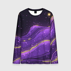 Лонгслив мужской Фиолетовая текстура с золотыми звездочками, цвет: 3D-принт