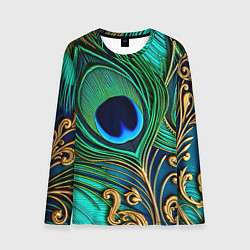 Мужской лонгслив Зеленые перья павлина
