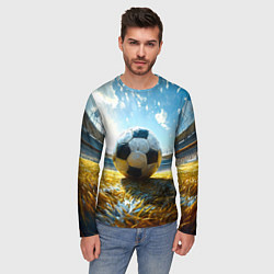 Лонгслив мужской Футбольный мяч на стадионе, цвет: 3D-принт — фото 2