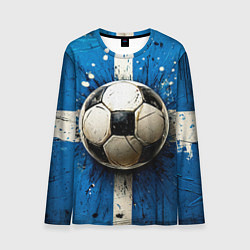 Лонгслив мужской Футбольный мяч на синем, цвет: 3D-принт