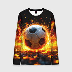 Лонгслив мужской Футбольный мяч в огне, цвет: 3D-принт