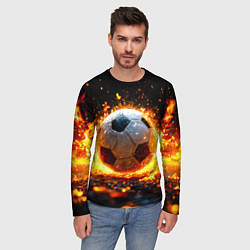 Лонгслив мужской Футбольный мяч в огне, цвет: 3D-принт — фото 2