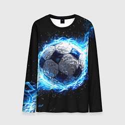 Лонгслив мужской Футбольный мяч в синем пламени, цвет: 3D-принт