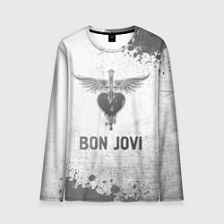 Лонгслив мужской Bon Jovi - white gradient, цвет: 3D-принт
