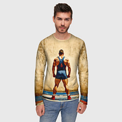 Лонгслив мужской Греко-римский борец на бежевом, цвет: 3D-принт — фото 2