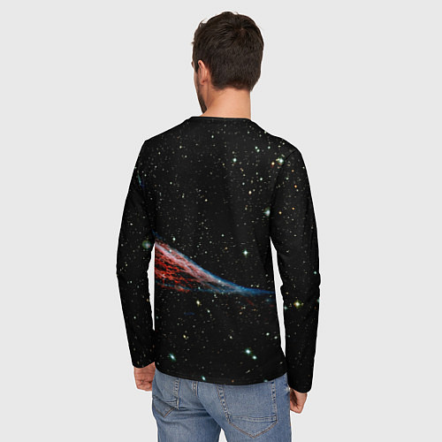 Мужской лонгслив Котёнок космонавт в открытом космосе / 3D-принт – фото 4