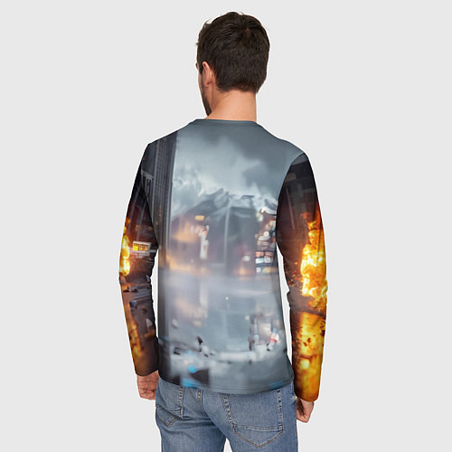 Мужской лонгслив BMW синие фары дождливая погода / 3D-принт – фото 4