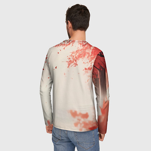 Мужской лонгслив Черная БМВ и сакура / 3D-принт – фото 4