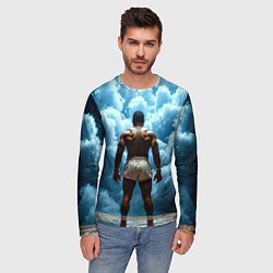 Лонгслив мужской Мухаммед Али в синем дыму, цвет: 3D-принт — фото 2