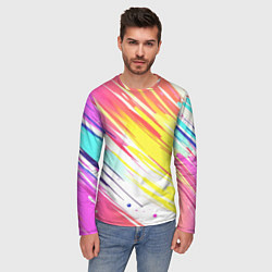 Лонгслив мужской Брызги краски на белом фоне, цвет: 3D-принт — фото 2