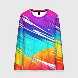 Лонгслив мужской Радужные брызги краски текстура, цвет: 3D-принт