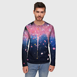 Лонгслив мужской Розово-синяя текстура, цвет: 3D-принт — фото 2
