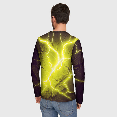 Мужской лонгслив Color yellow black / 3D-принт – фото 4