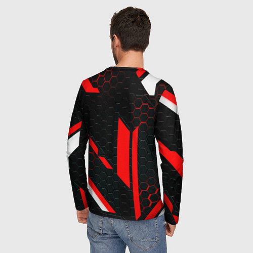 Мужской лонгслив Monster energy sport geometry / 3D-принт – фото 4