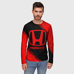 Лонгслив мужской Honda - red gradient, цвет: 3D-принт — фото 2