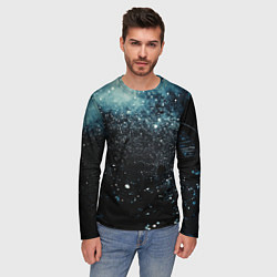 Лонгслив мужской Черно-синий текстурный фон, цвет: 3D-принт — фото 2