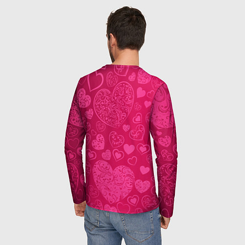 Мужской лонгслив Inzoi лого на розовых сердечках / 3D-принт – фото 4