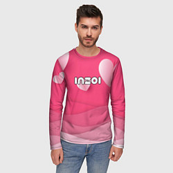 Лонгслив мужской Inzoi розовые сердечки, цвет: 3D-принт — фото 2