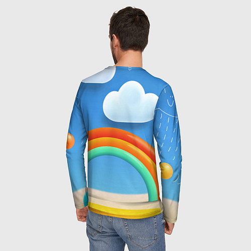 Мужской лонгслив Inzoi объемная радуга и облака / 3D-принт – фото 4