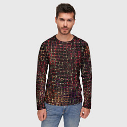 Лонгслив мужской Тёмный красный абстрактный мелкий паттерн, цвет: 3D-принт — фото 2