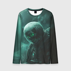 Мужской лонгслив Космонавт скелет с зеленым светом