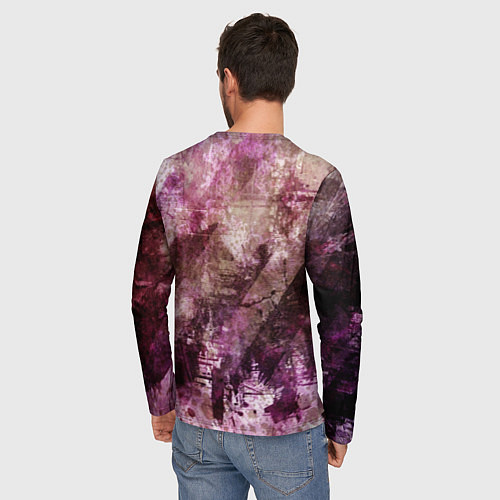 Мужской лонгслив Абстракция - dark trash atom with violet / 3D-принт – фото 4
