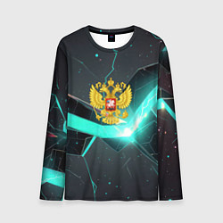 Мужской лонгслив Неоновые плиты и золотой герб РФ