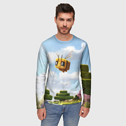 Лонгслив мужской Пчёлка - Minecraft, цвет: 3D-принт — фото 2
