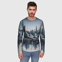 Лонгслив мужской Небоскребы и скалы, цвет: 3D-принт — фото 2