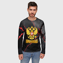 Лонгслив мужской Я русский - черный фон, цвет: 3D-принт — фото 2