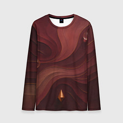 Мужской лонгслив Темно-бордовый волнистый узор